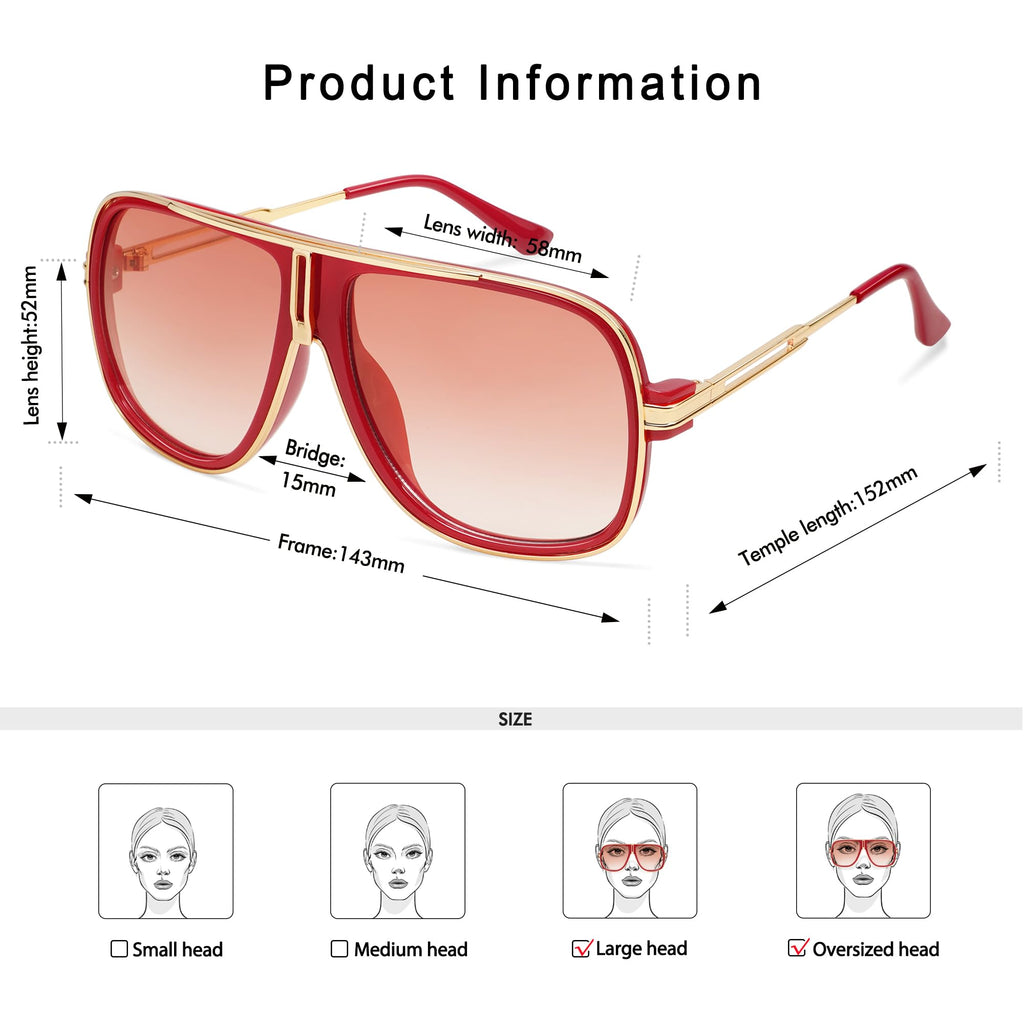 Retro Aviator Sunglasses for Women Men Oversized 70s 90s Square Womens Mens Sunnies AP3683