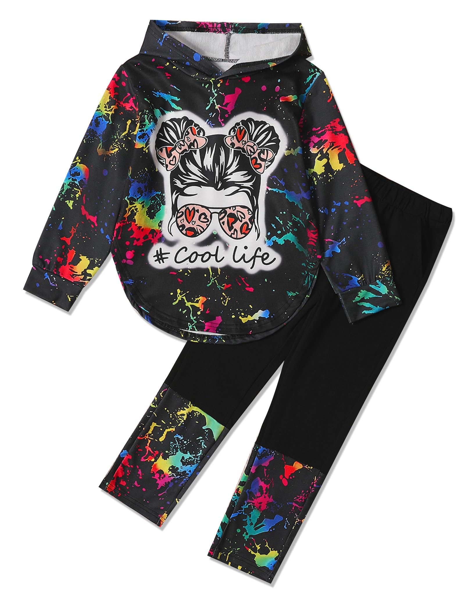 Girls Clothes Tie Dye Long Sleeve Hoodie Sweatshirt and Pants Sets Cute Girl Outfits Size 5-14 Years