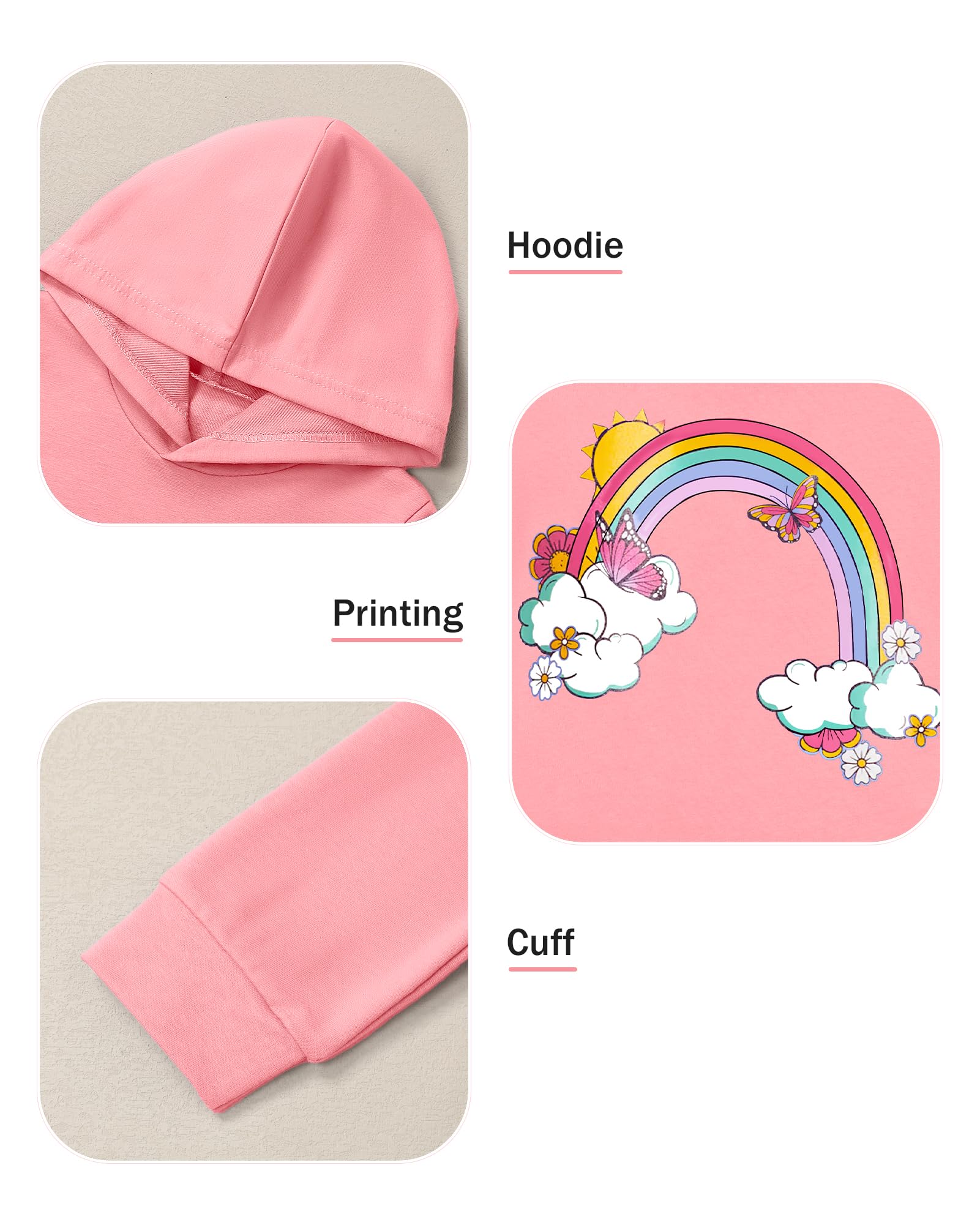 Coco&RARA Toddler Girls Clothes Baby Hoodie Sweatshirt Flower Sweatpants Outfits 2pcs Fall Winter Tracksuit Set 18M-6T