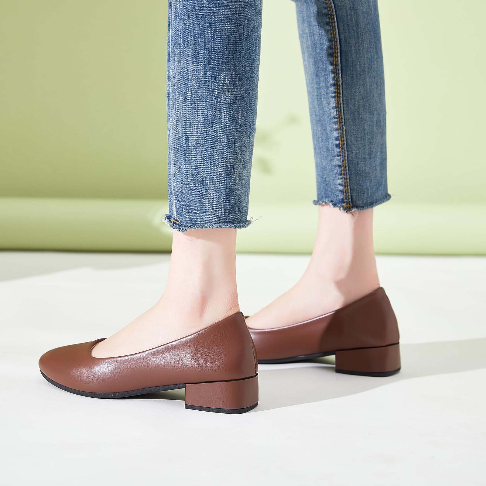 hash bubbie Women's Loafers Slip on Shoes Chunky Low Block Heels Closed Toe Pumps Shoes Office Shoes Ladies Elegant Wedding Dress Shoes