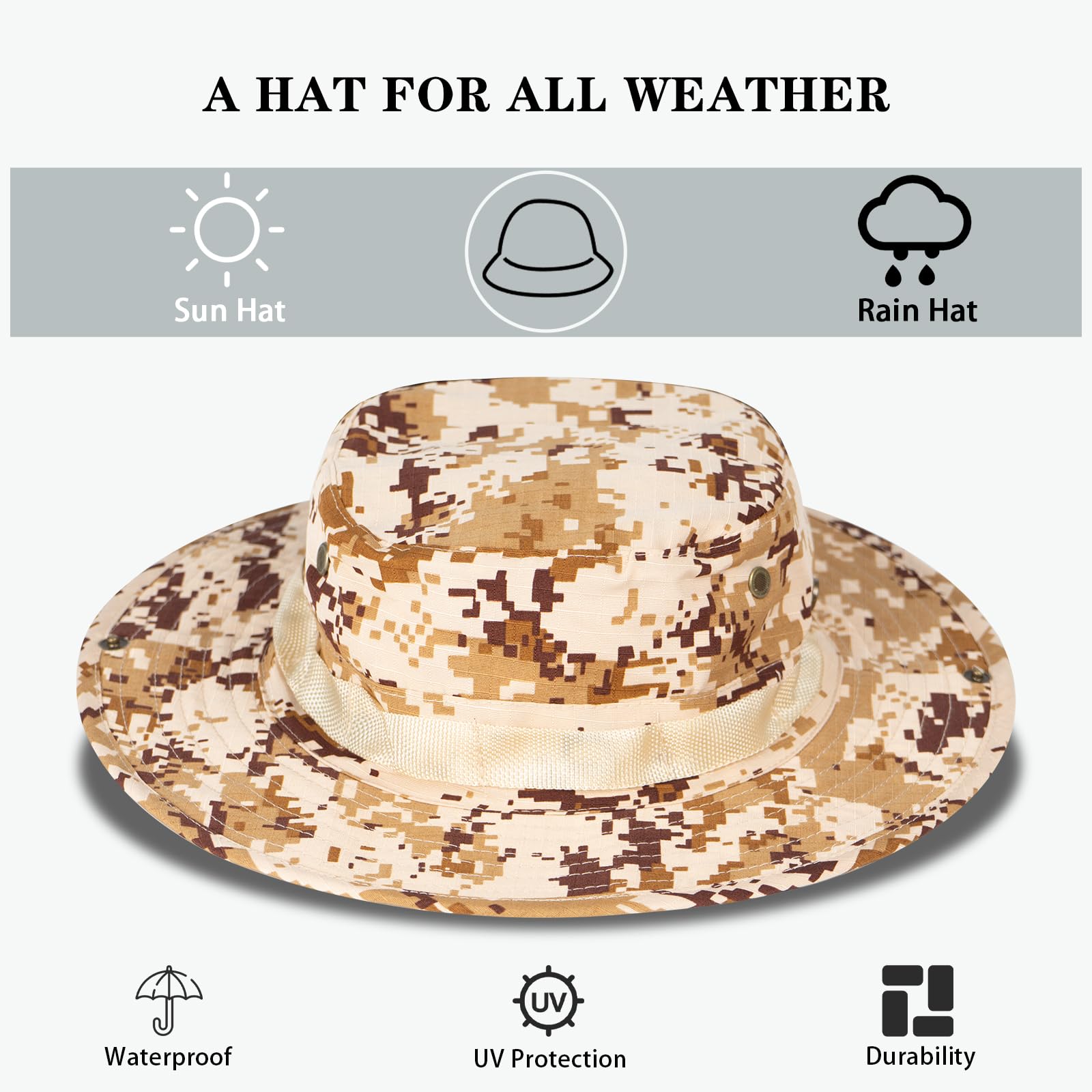 Sun Hats for Men Women Bucket Hat UPF 50+ UV Protection Boonie Hat for Safari Fishing Hiking Garden Beach