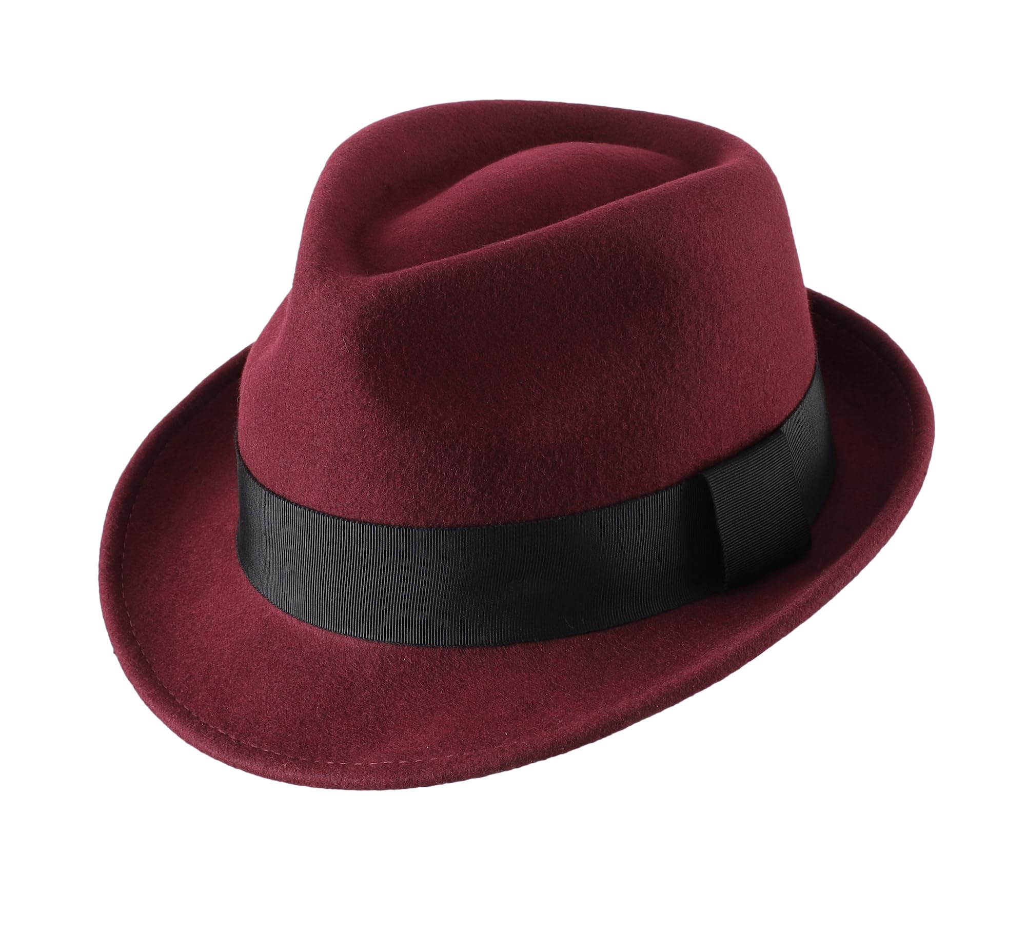 Home Prefer Men's Wool Felt Winter Hat Short Brim Fedora Hat