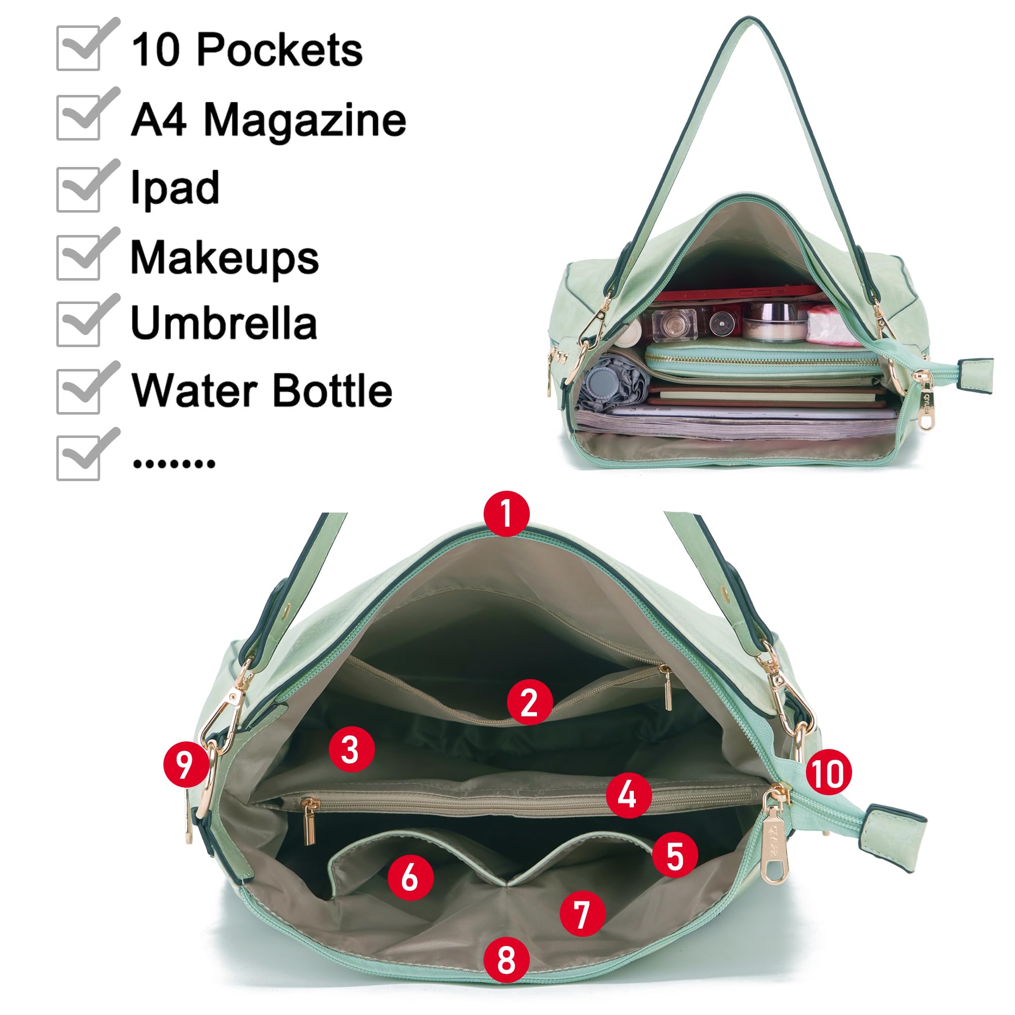 Large Crossbody Purses Set For Women Shoulder Tote Handbags Ladies Hobo Bags With Matching Wallet 4PCS