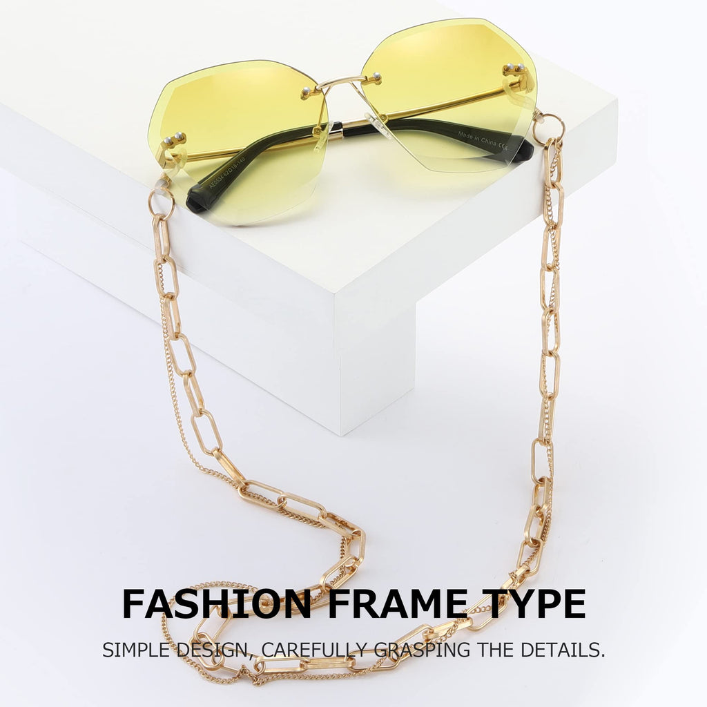 AEVOGUE Sunglasses For Women Oversized Rimless Diamond Cutting Lens Sun Glasses AE0534