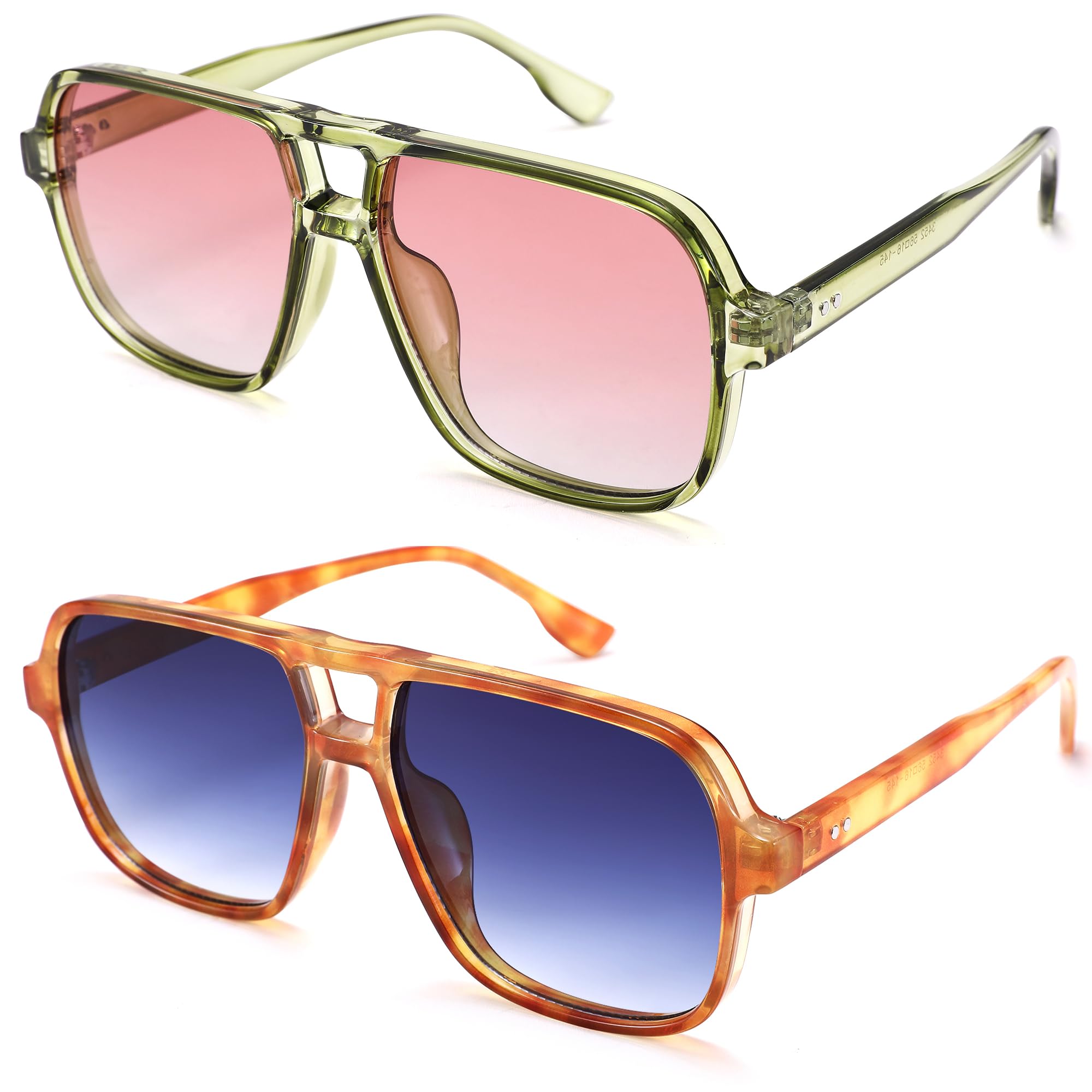 Oversized Aviator Sunglasses for Women Men - Retro 70s Square Shades Sun Glasses