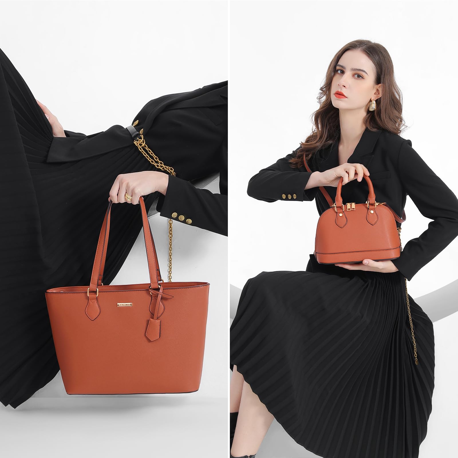 4PCS Women Fashion Handbags Purses Wallet Shoulder Bags Casual Tote Bag Crossbody Bags, Handbag Set Gift for Ladies Girls