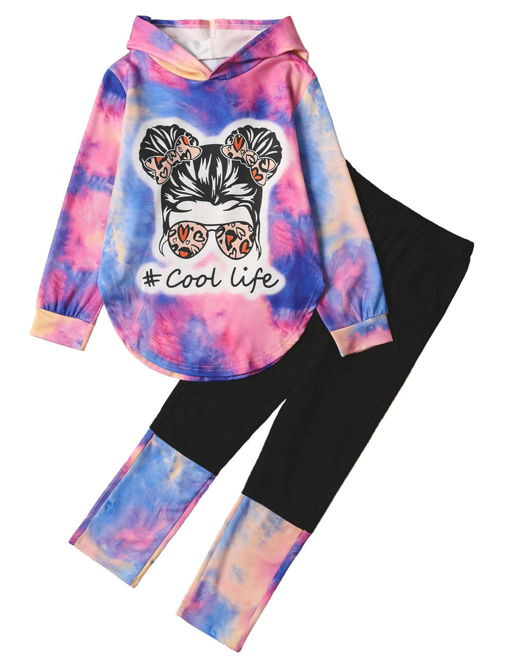 Girls Clothes Tie Dye Long Sleeve Hoodie Sweatshirt and Pants Sets Cute Girl Outfits Size 5-14 Years