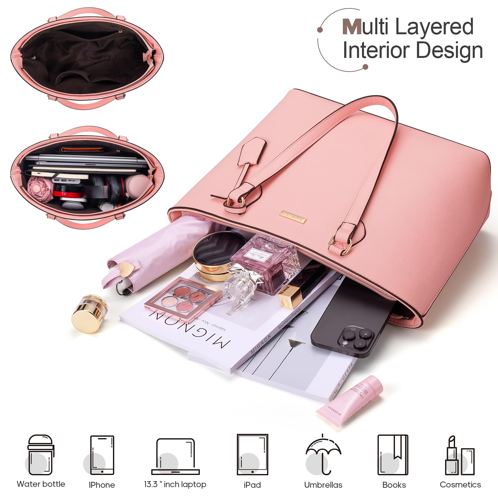 4PCS Women Fashion Handbags Purses Wallet Shoulder Bags Casual Tote Bag Crossbody Bags, Handbag Set Gift for Ladies Girls