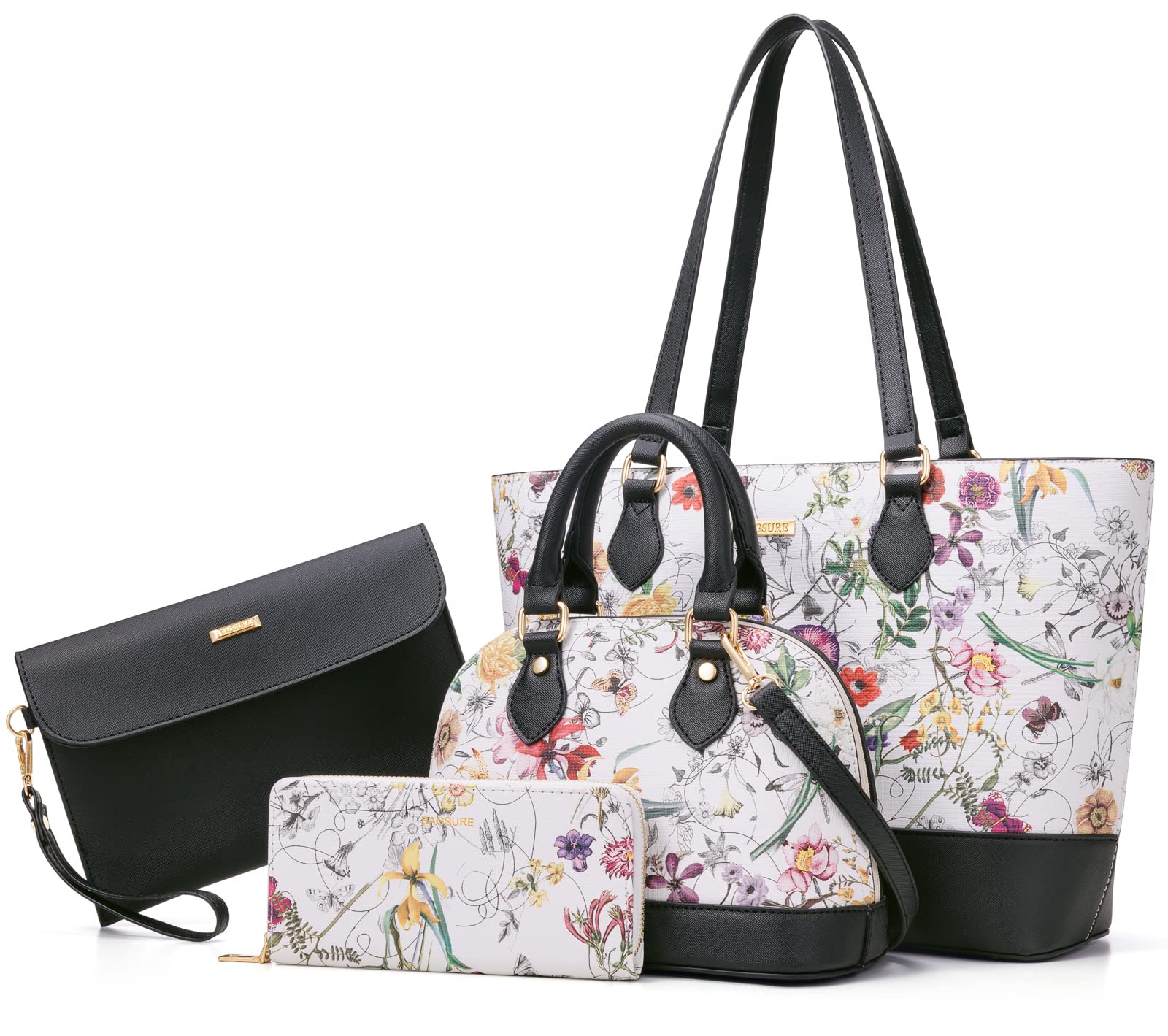 4PCS Women Fashion Handbags Purses Wallet Shoulder Bags Casual Tote Bag Crossbody Bags, Handbag Set Gift for Ladies Girls