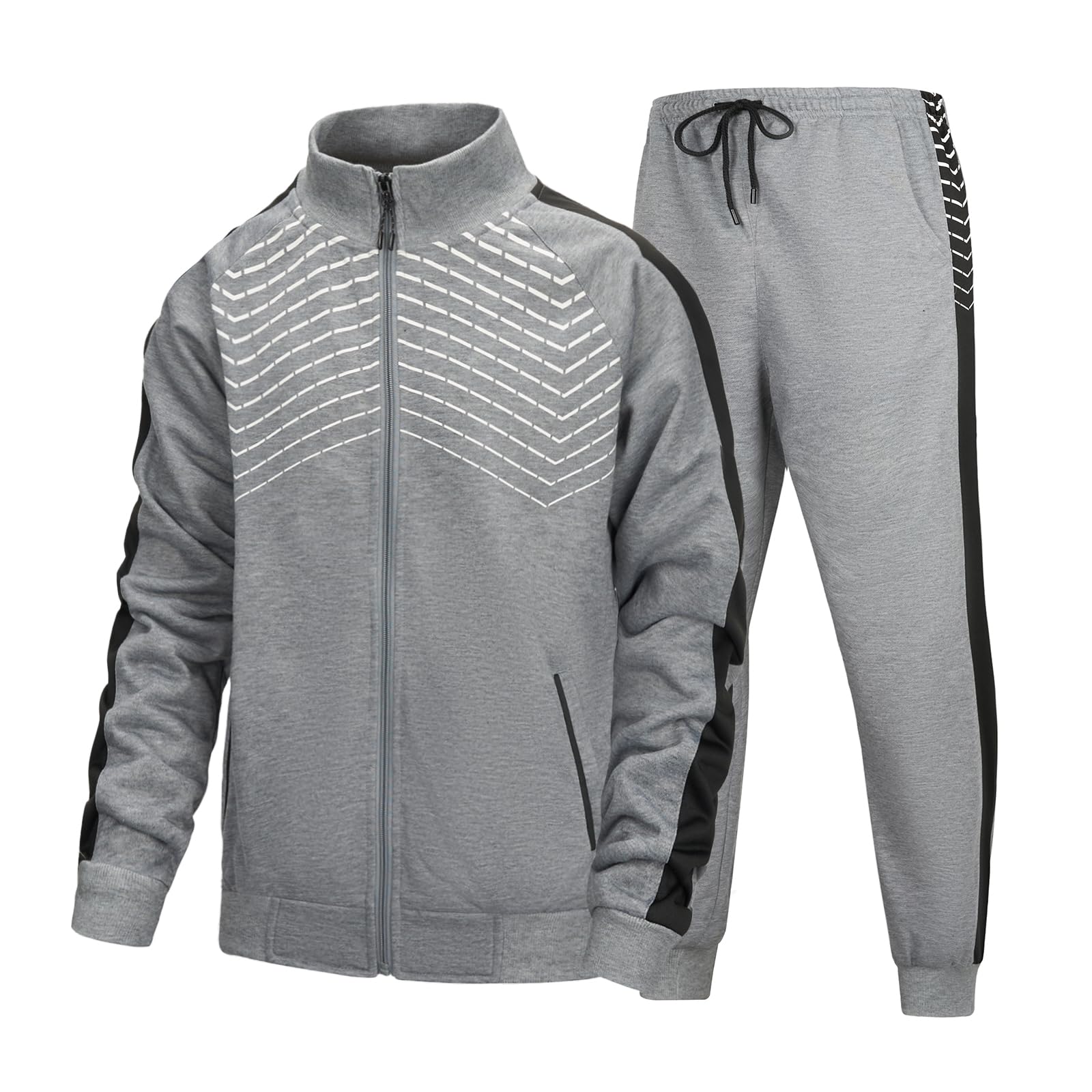 LBL Leading the Better Life Men's Sweat Suit 2 Piece Outfit Casual Contrast Sports Jogging Tracksuits Set