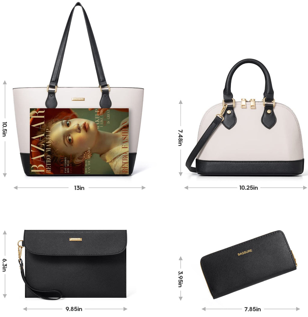 4PCS Women Fashion Handbags Purses Wallet Shoulder Bags Casual Tote Bag Crossbody Bags, Handbag Set Gift for Ladies Girls