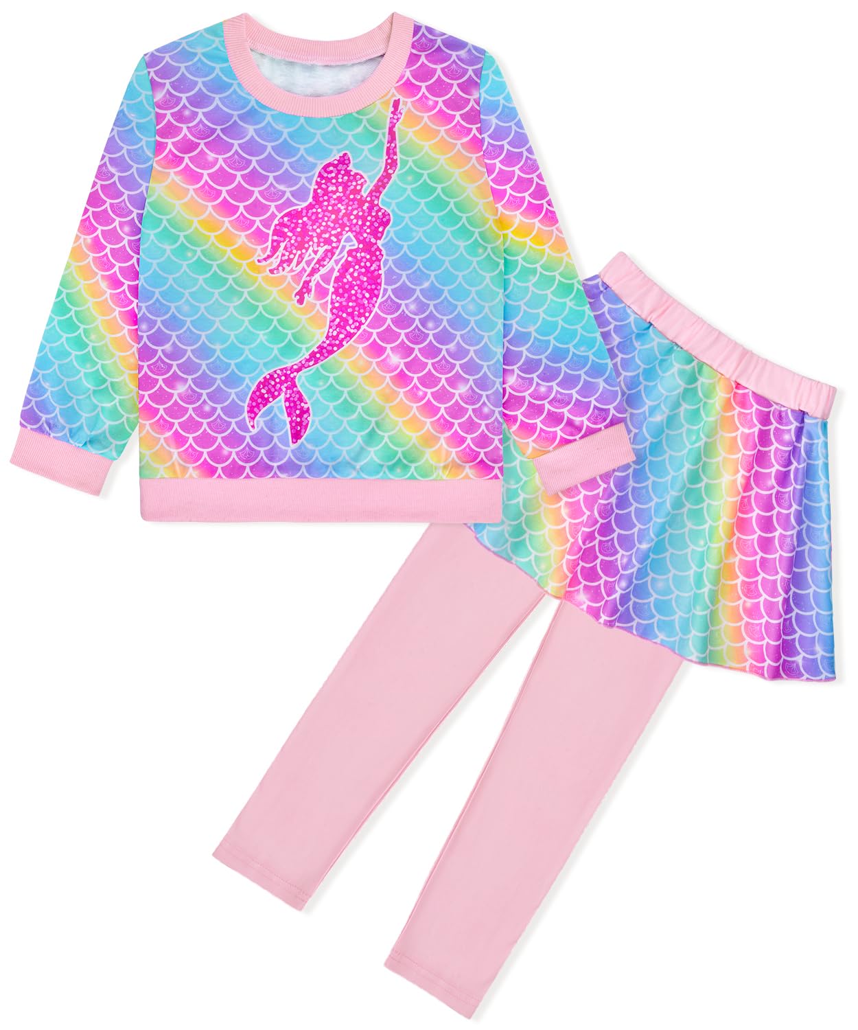 Toddler Kid Girl Clothing Set Outfit Long Sleeve Top, Unicorn Print Pantskirts Fall Winter Outfit Set