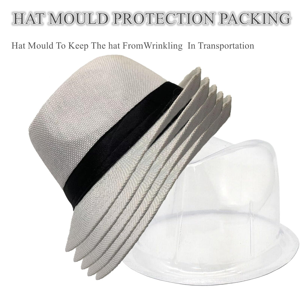 5 Pack Bulk Cuban Fedora Sun Hats Men with Adjustable Strap, Short Brim 1920s Unisex Party Costume Hats Women.