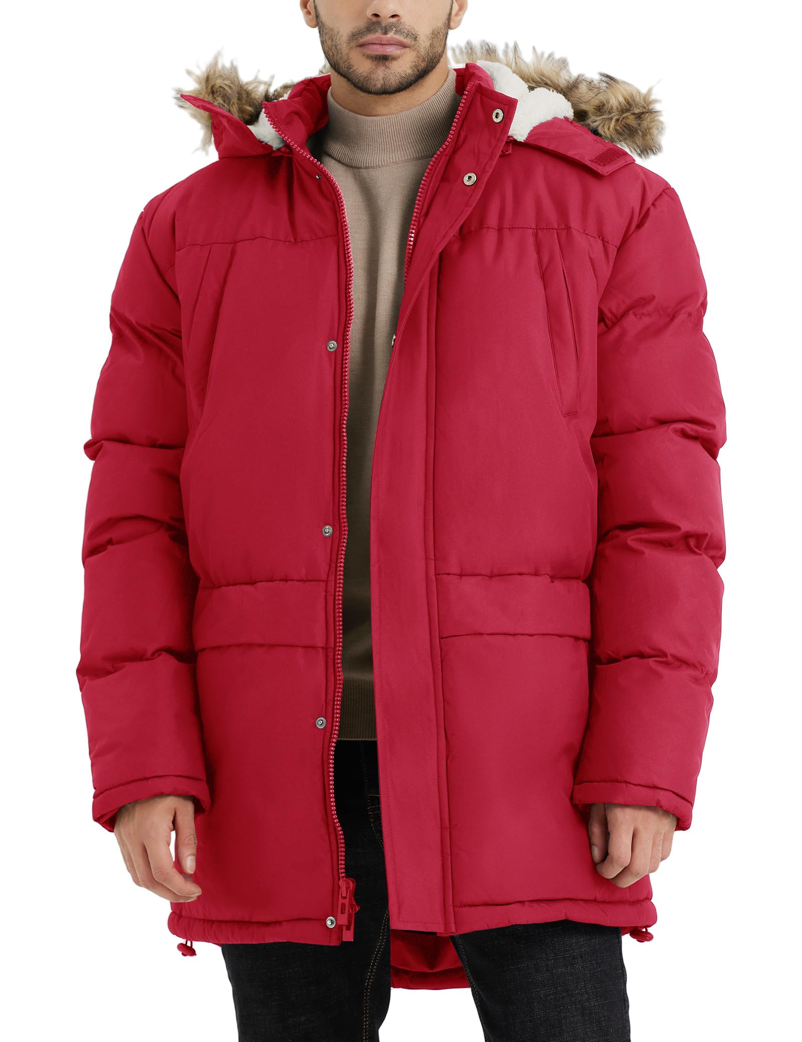 Men's Long Winter Hooded Jacket Warm Windproof Puffy Coat Padded Thicken Parka Jackets