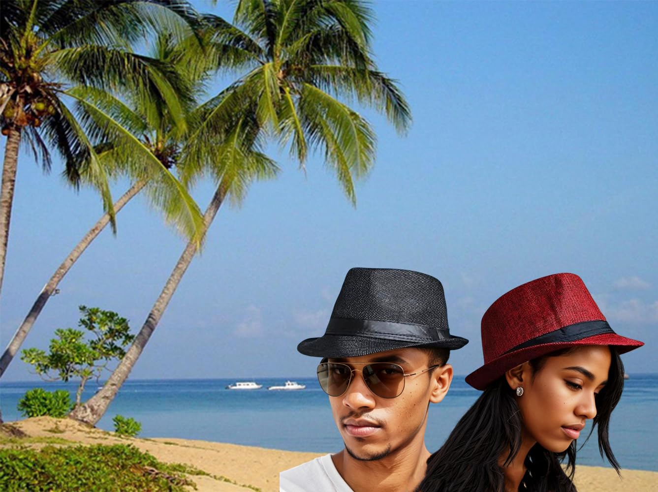 Giroir Fedora Hats for Men Women Short Brim Unisex Summer Beach Style 1920s Party Accessories