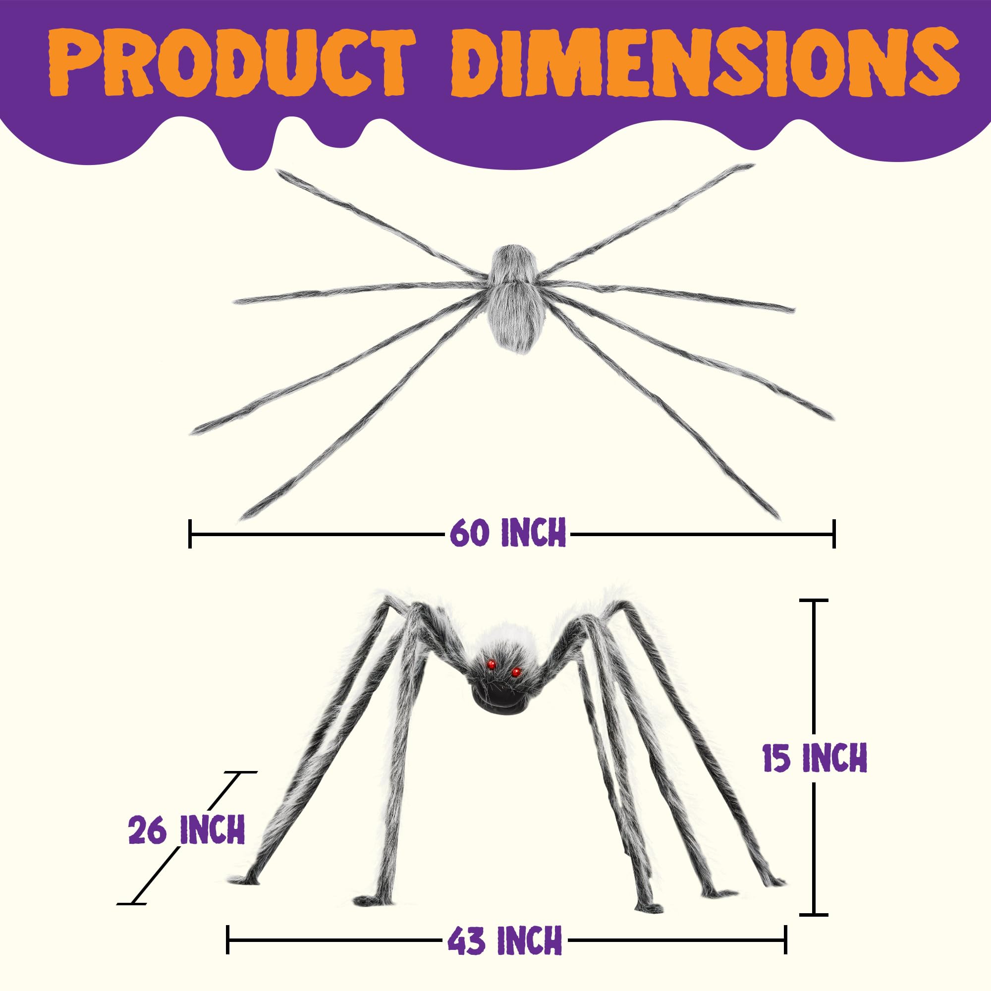 JOYIN Halloween Outdoor Decorations Giant Spider, 5 Ft Large Spider for Yard Lawn Garden Patio Scary Halloween Outside Decor, Indoor Haunted House Prop and Home Party Decor, Black