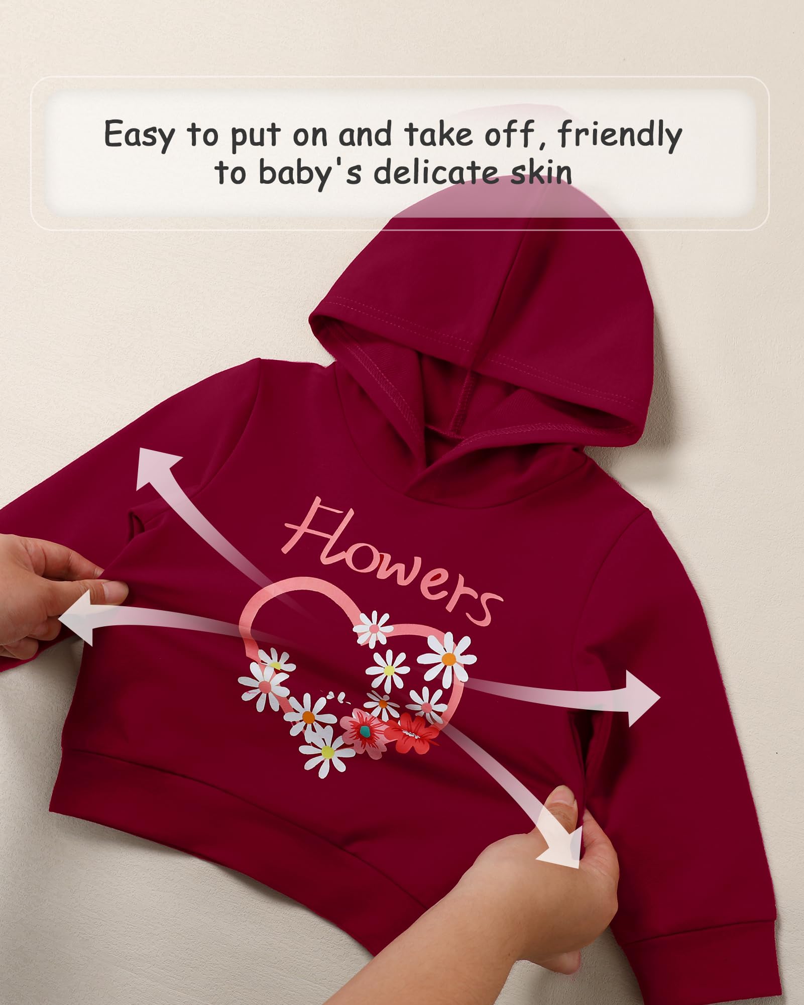 Coco&RARA Toddler Girls Clothes Baby Hoodie Sweatshirt Flower Sweatpants Outfits 2pcs Fall Winter Tracksuit Set 18M-6T