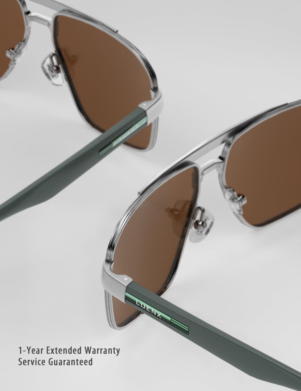 LUENX Aviator Sunglasses for Men Square Polarized Polygon Lens - UV 400 Protection