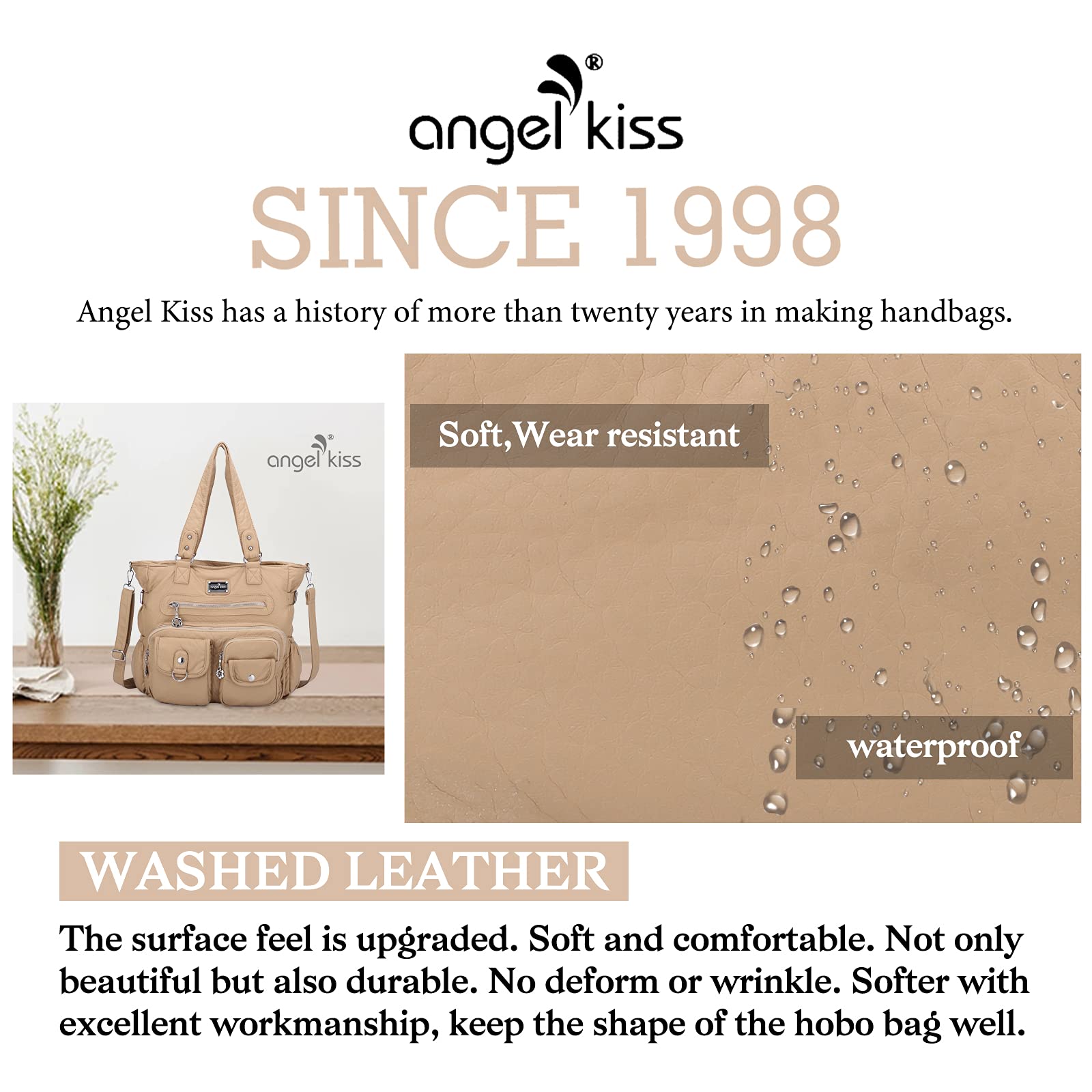 Angelkiss Purses and Handbag for Women Soft Leather Hobo Bags Satchel Shoulder Bags Ladies Tote Crossbody Bag