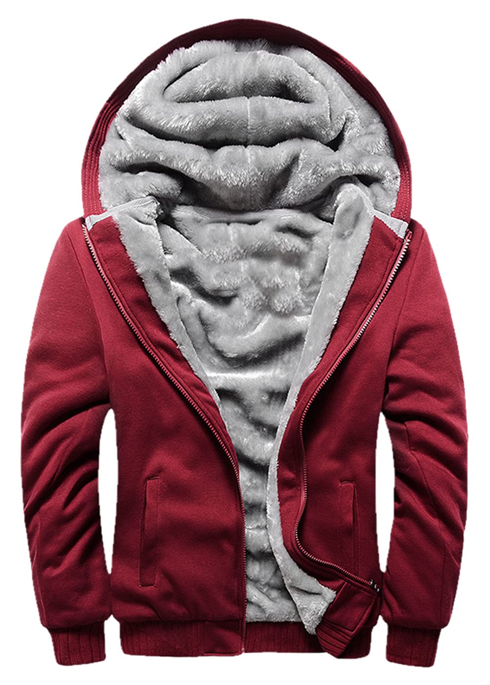 JiangWu Womens Fashion Horn Button Fleece Thicken Coat with Hood Winter Warm Jacket