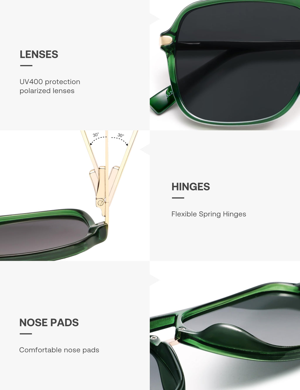 SOJOS Sunglasses for Women & Men, Square, Retro, Polarized Lens, Trendy Aviator, 90s Shades