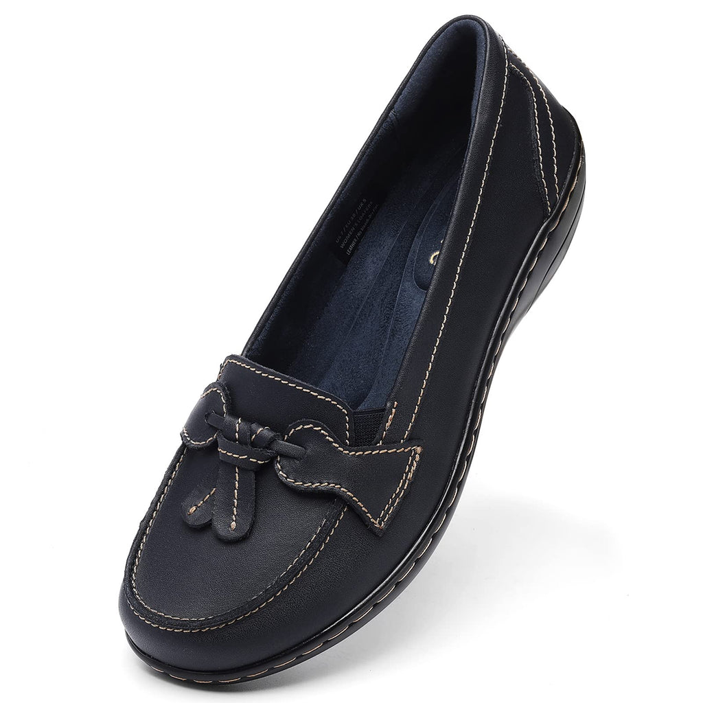 Artisure Women's Classic Comfort Leather Loafers Casual Slip-Ons Stylish Tassel Dress Shoes Cute Work Office Flats Everyday Walking Shoes