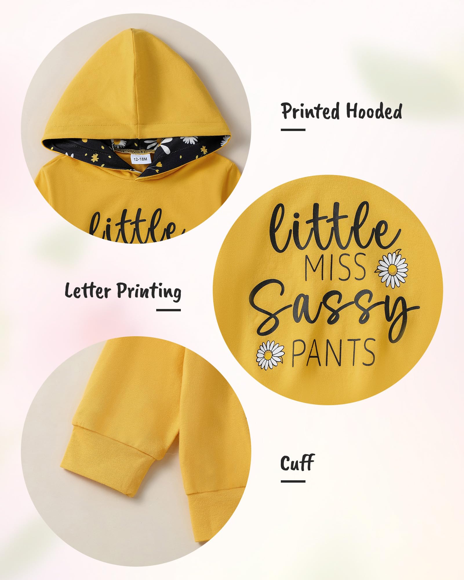 ZOEREA Toddler Girls Clothes Baby Outfits Letter Hoodie Sweatshirts Flower Sweatpants 2Pcs Tracksuit Fall Winter Clothing