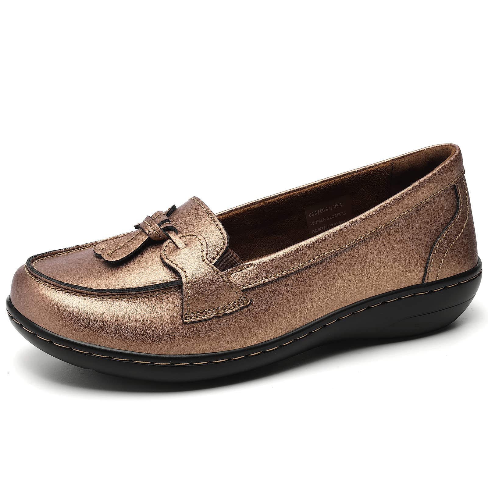 Artisure Women's Classic Comfort Leather Loafers Casual Slip-Ons Stylish Tassel Dress Shoes Cute Work Office Flats Everyday Walking Shoes