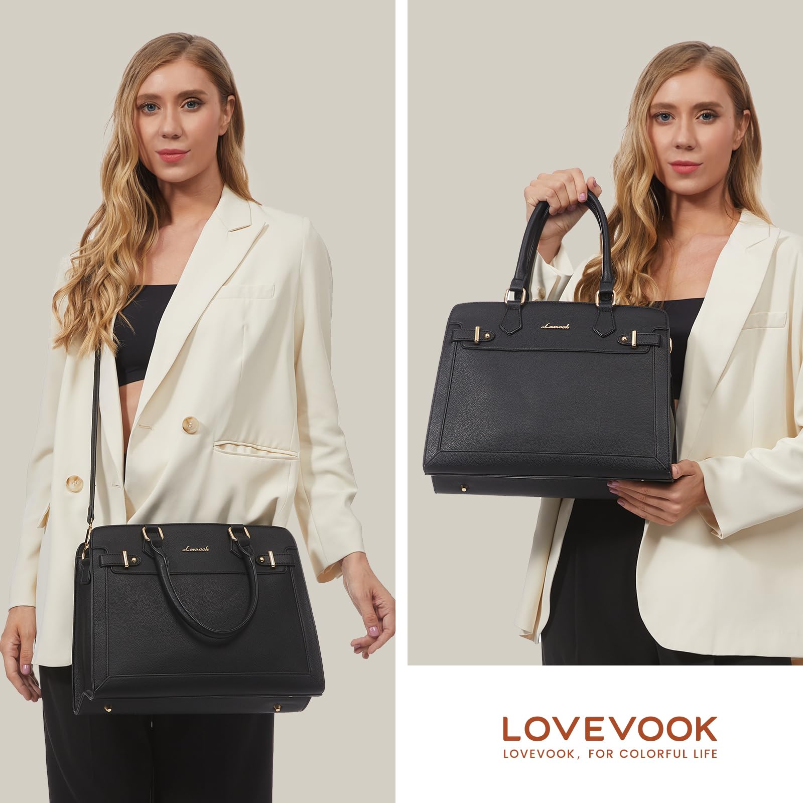 LOVEVOOK Purses and Handbags for Women, Tote Shoulder Bag Satchel Black Purse and PU Leather Top Handle for ladies