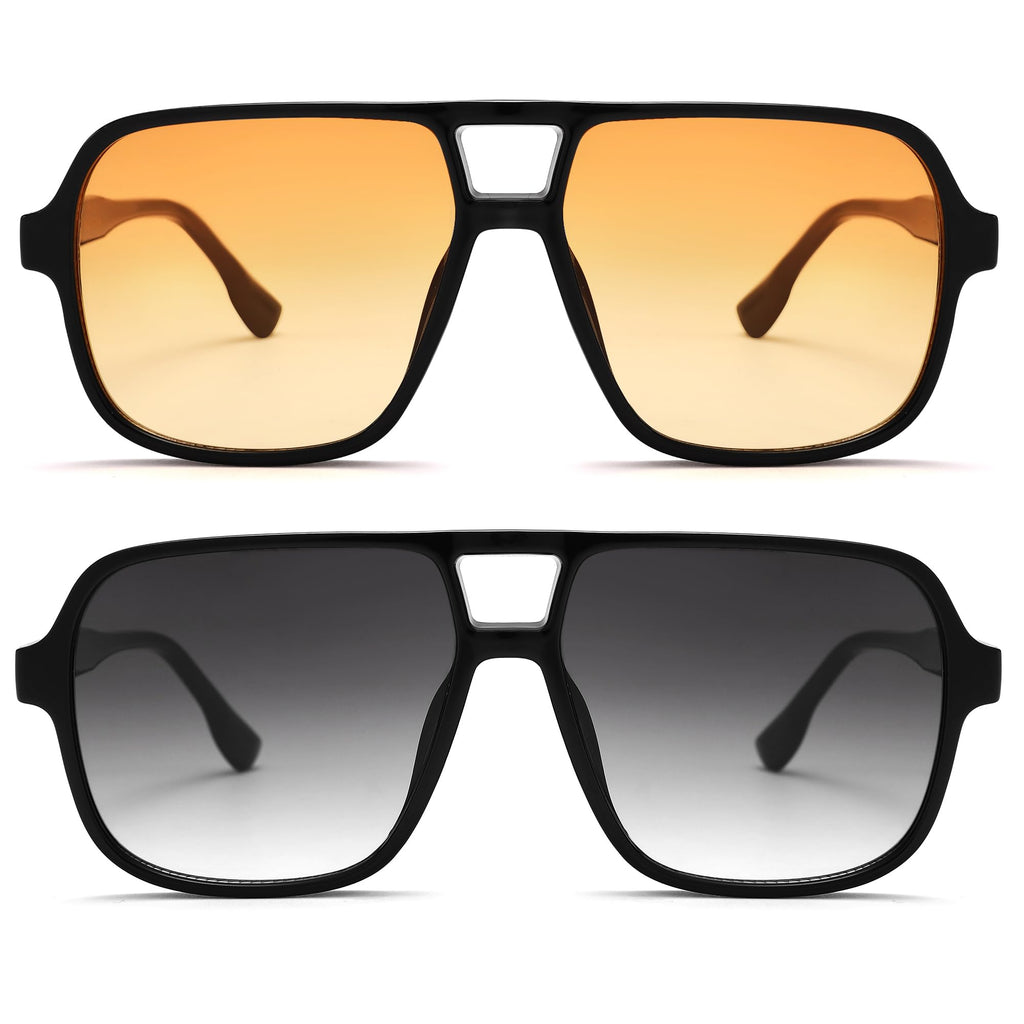 Oversized Aviator Sunglasses for Women Men - Retro 70s Square Shades Sun Glasses