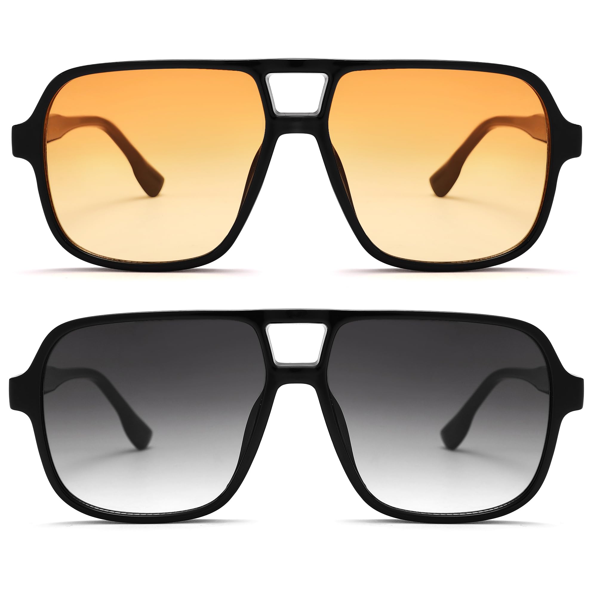 Oversized Aviator Sunglasses for Women Men - Retro 70s Square Shades Sun Glasses