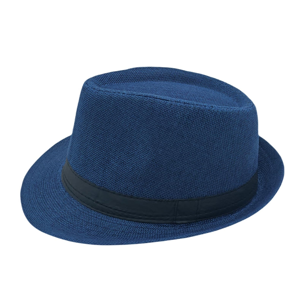 Unisex Classic 1920s Fedora Hat Short Brim Panama Trilby Hat Summer Beach Cap for Men Women