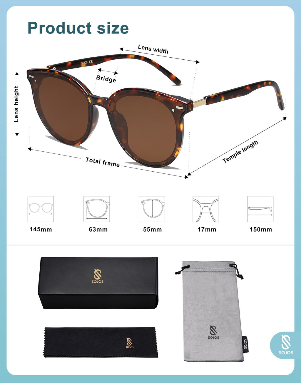 SOJOS Sunglasses Womens Trendy 2025 Classic Round Retro Vintage Shades Large Frame Sunnies SJ2067