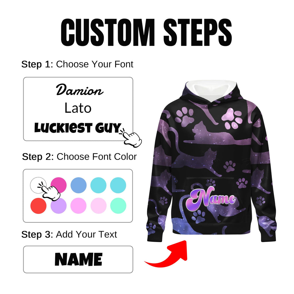 Hoodies for Girls Custom Sweatshirts with Name, Kids Pullover with Pocket, Comfy Graphic Hoodies for Daughter