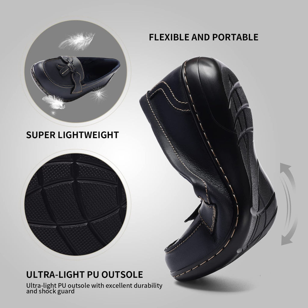 Artisure Women's Classic Comfort Leather Loafers Casual Slip-Ons Stylish Tassel Dress Shoes Cute Work Office Flats Everyday Walking Shoes