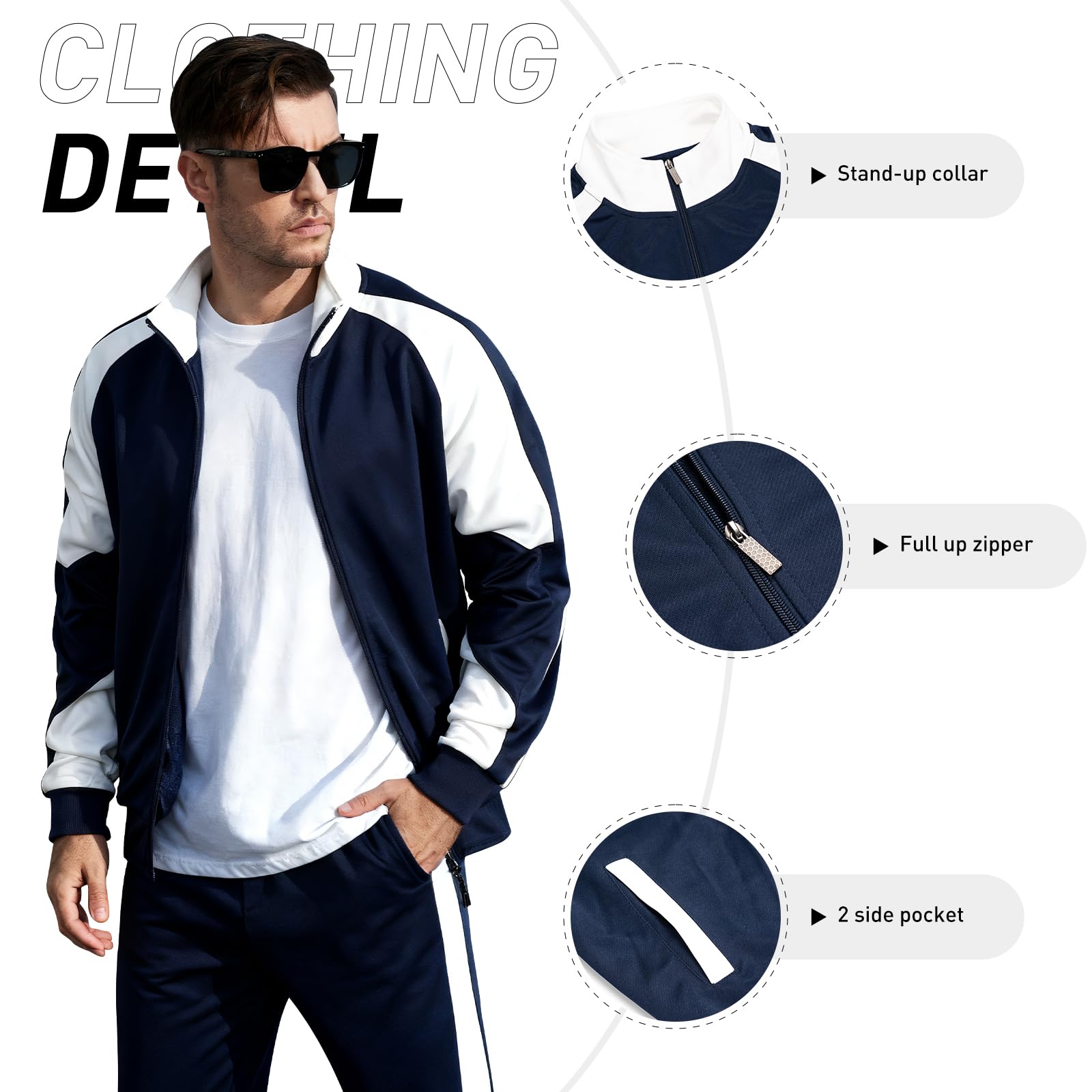 LBL Leading the Better Life Mens Track Suits Casual Full Zip Sweat Suit Active Jackets and Pants 2 Piece Outfits