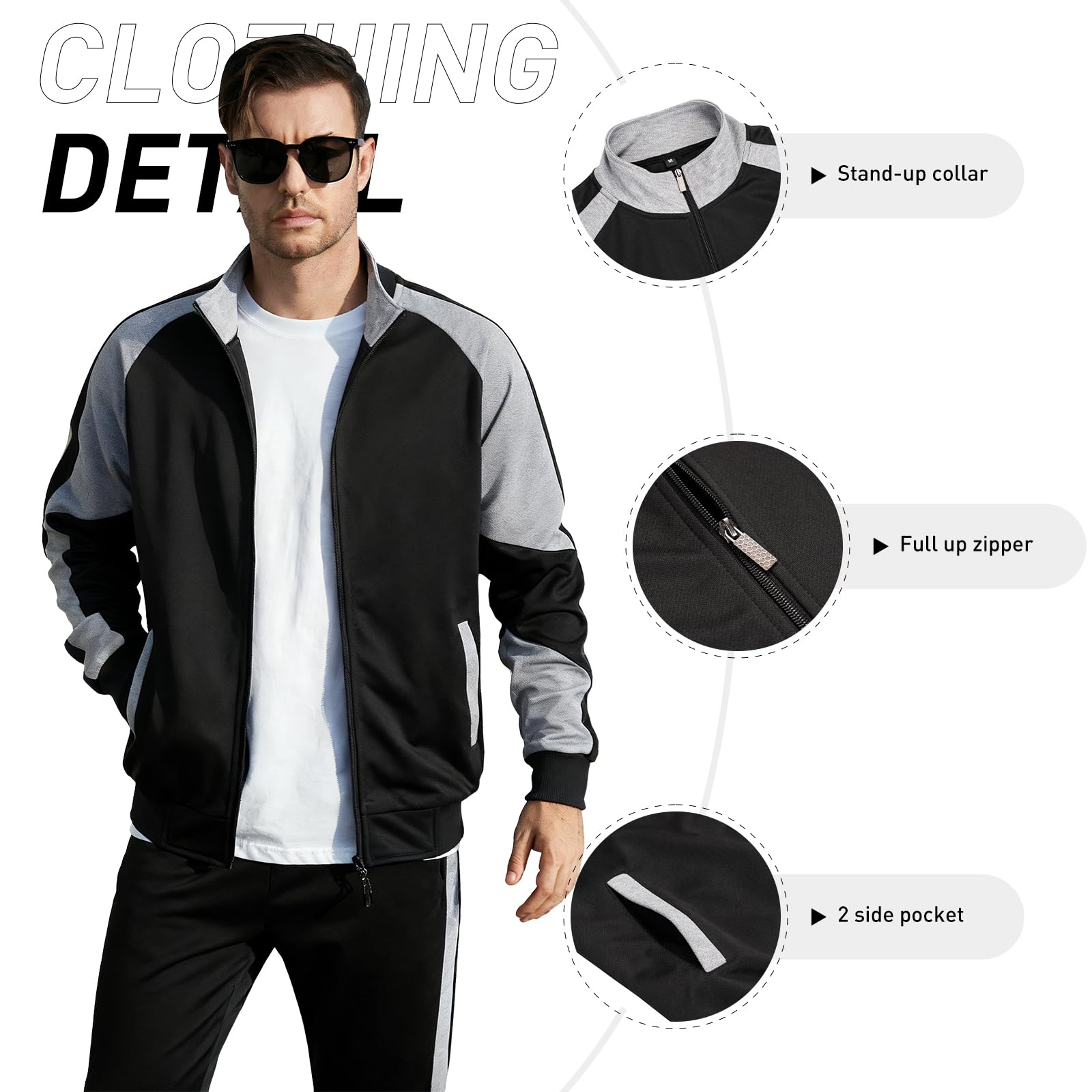 LBL Leading the Better Life Mens Track Suits Casual Full Zip Sweat Suit Active Jackets and Pants 2 Piece Outfits