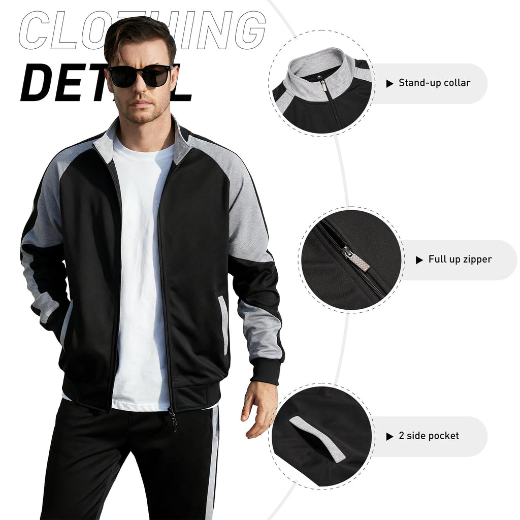 LBL Leading the Better Life Mens Track Suits Casual Full Zip Sweat Suit Active Jackets and Pants 2 Piece Outfits