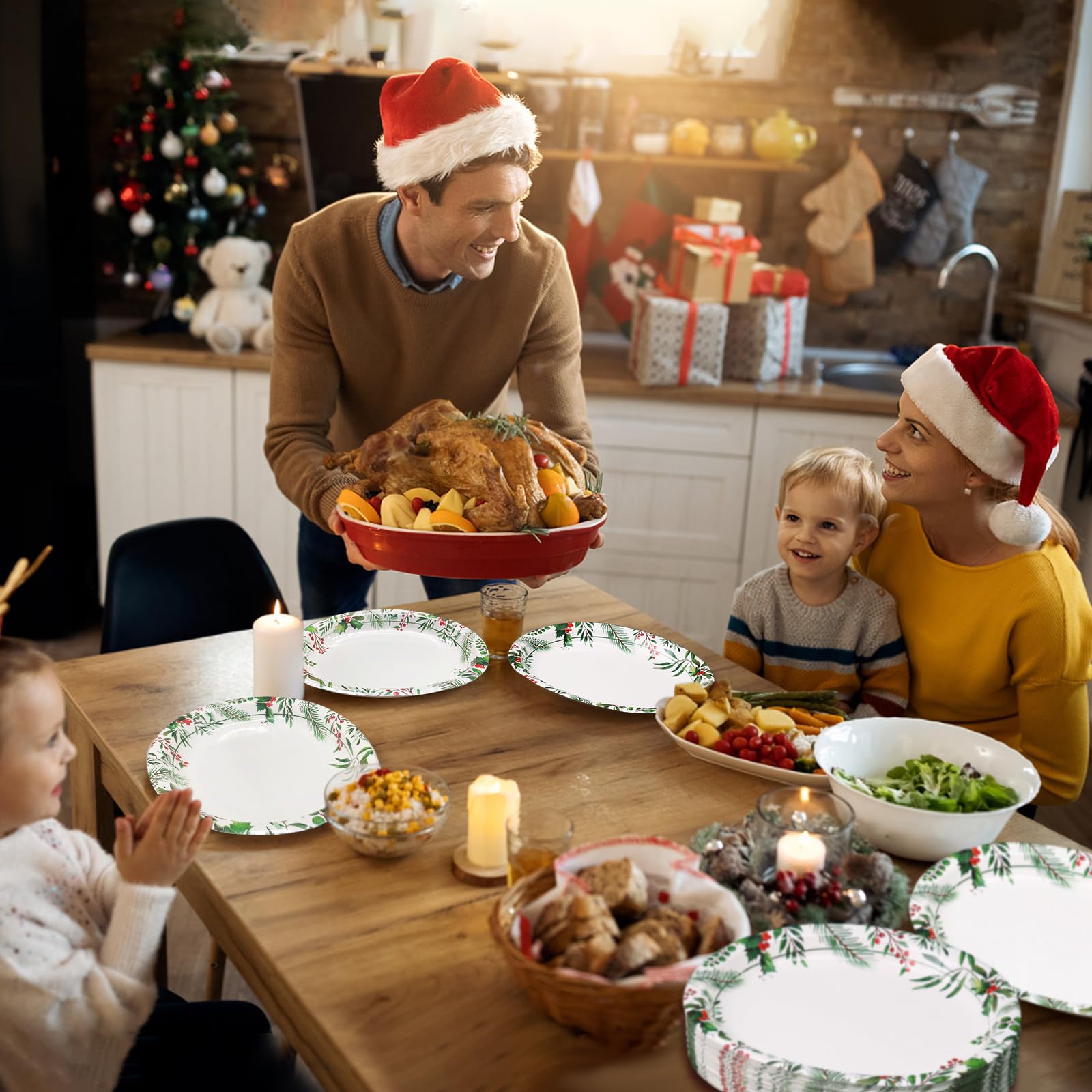 50 Pack Oval Thanksgiving Plates 12 x 10 Inch Thanksgiving Paper Plates Heavy Duty - Large Disposable Dinner Platters,Turkey Pumpkin Autumn Fall Harvest Thanksgiving Party Decor