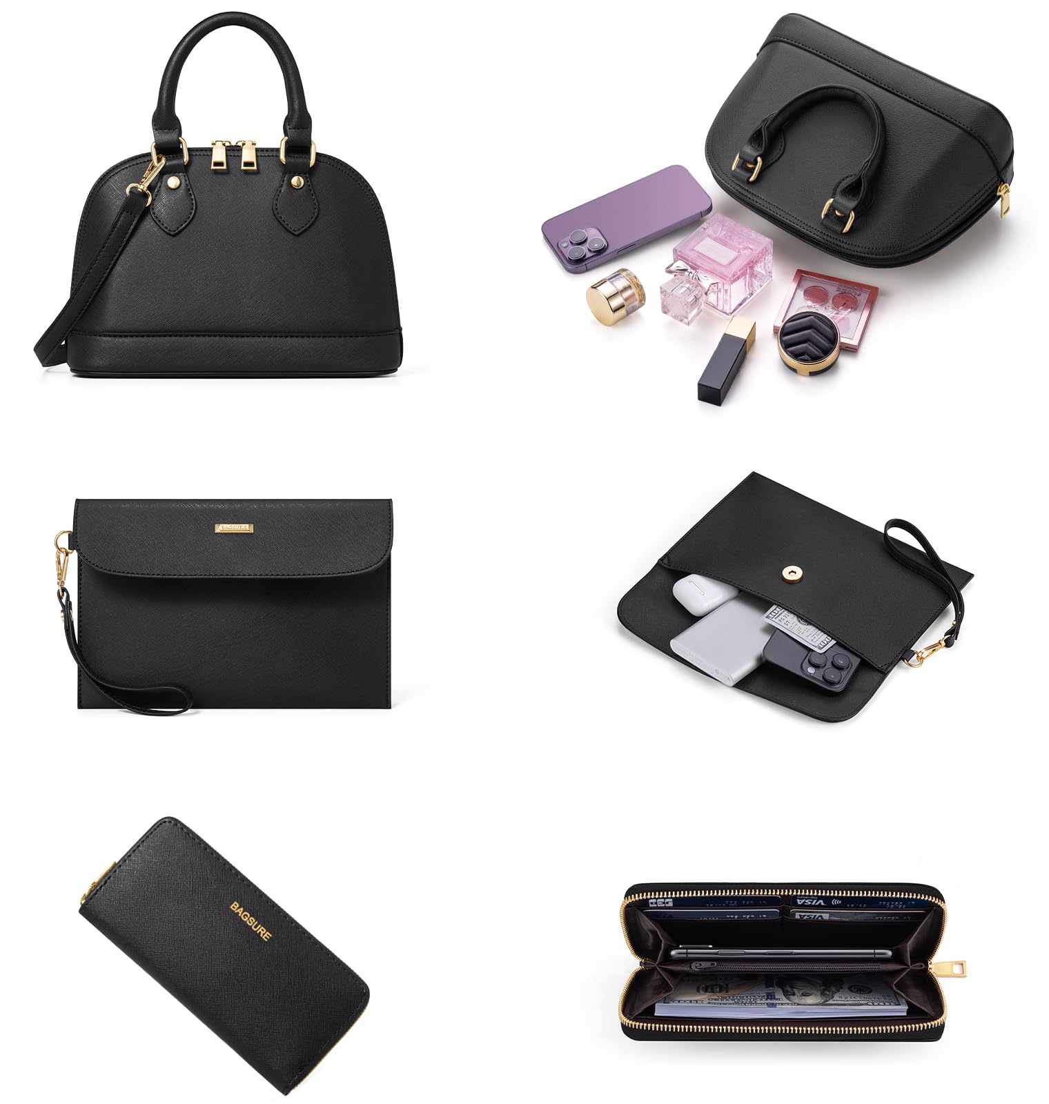 4PCS Women Fashion Handbags Purses Wallet Shoulder Bags Casual Tote Bag Crossbody Bags, Handbag Set Gift for Ladies Girls