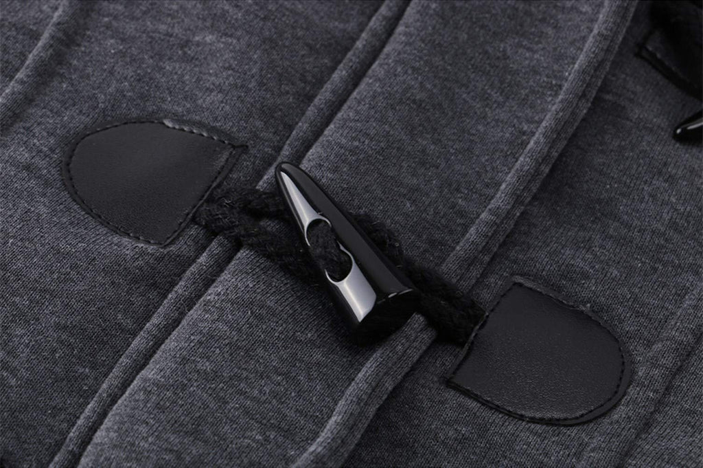 JiangWu Womens Fashion Horn Button Fleece Thicken Coat with Hood Winter Warm Jacket