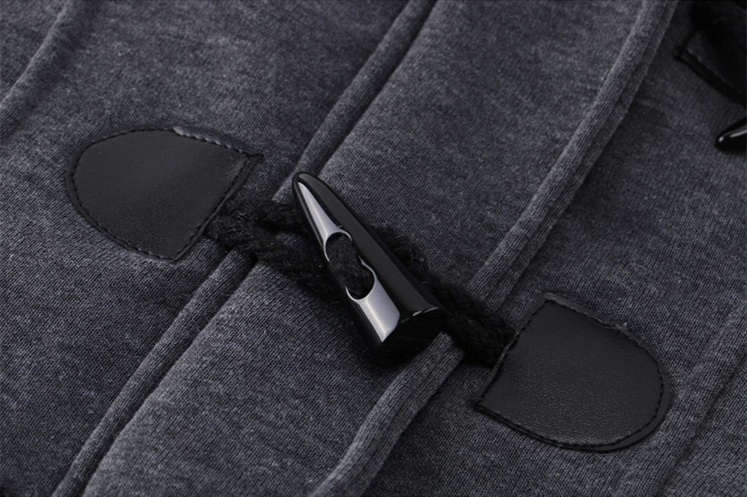 JiangWu Womens Fashion Horn Button Fleece Thicken Coat with Hood Winter Warm Jacket