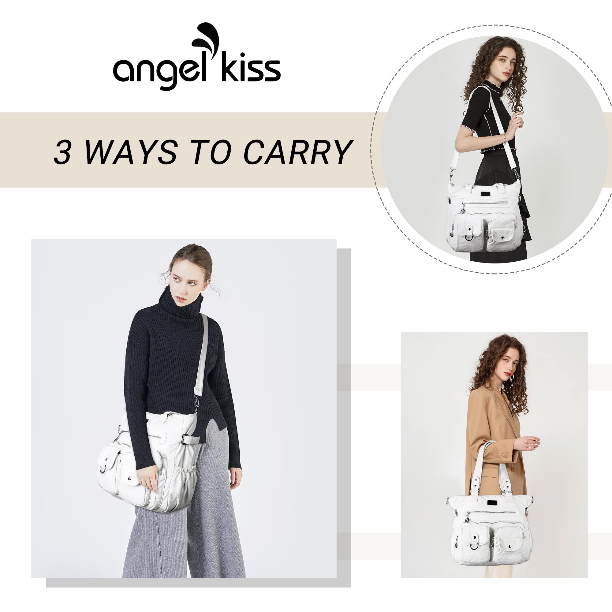 Angelkiss Purses and Handbag for Women Soft Leather Hobo Bags Satchel Shoulder Bags Ladies Tote Crossbody Bag