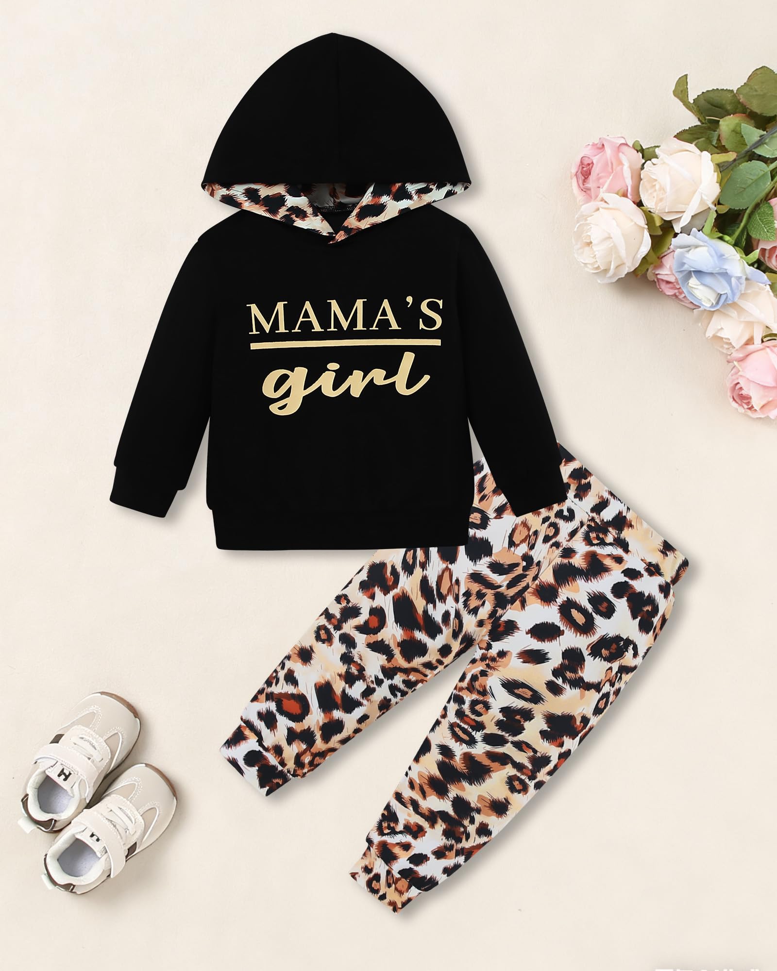 ZOEREA Toddler Girls Clothes Baby Outfits Letter Hoodie Sweatshirts Flower Sweatpants 2Pcs Tracksuit Fall Winter Clothing