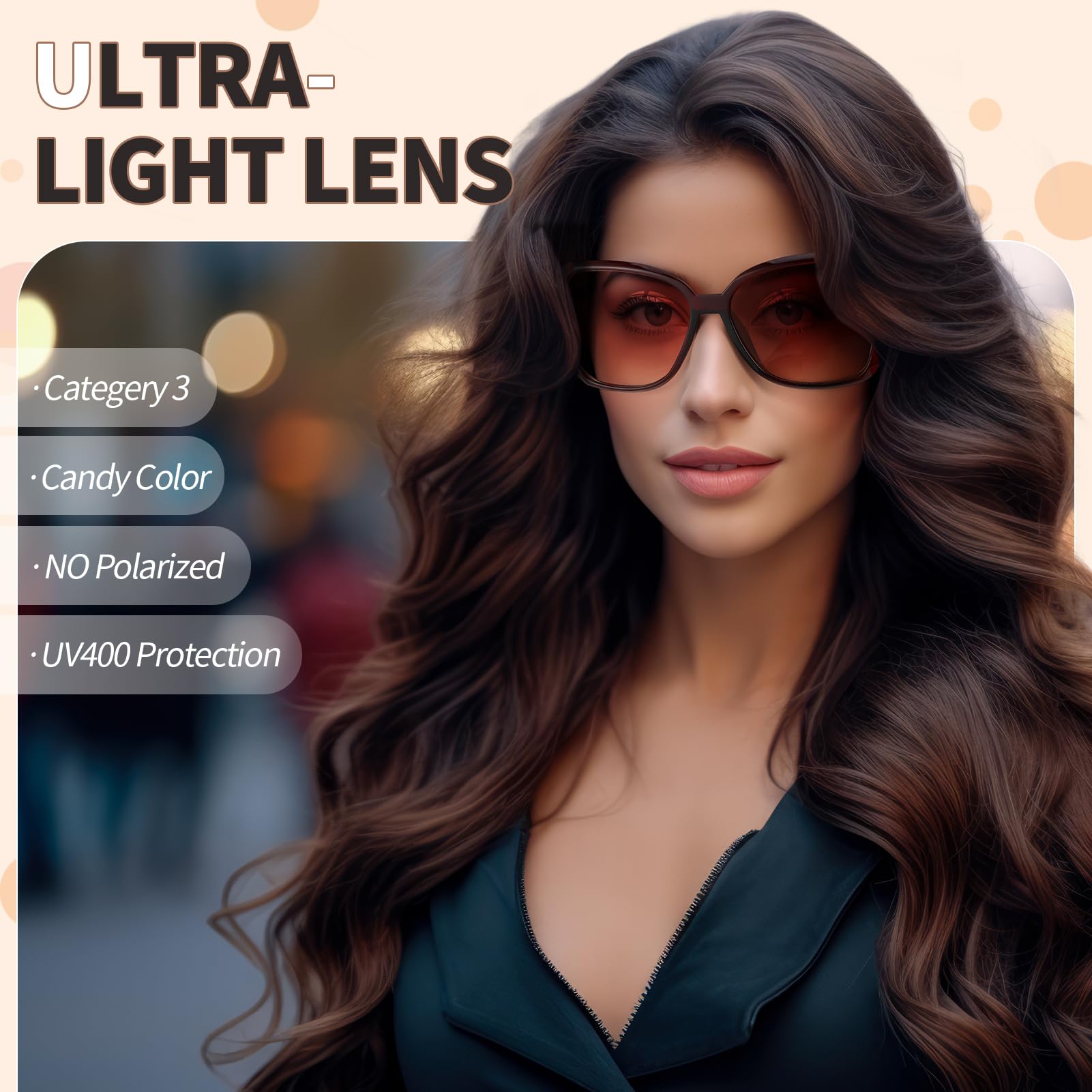 DragonflyDreams 4 Pcs Women Large Sunglasses, UV 400 Glasses Oversized Classic Trend Ladies Sunglasses Sparkling Large Frame