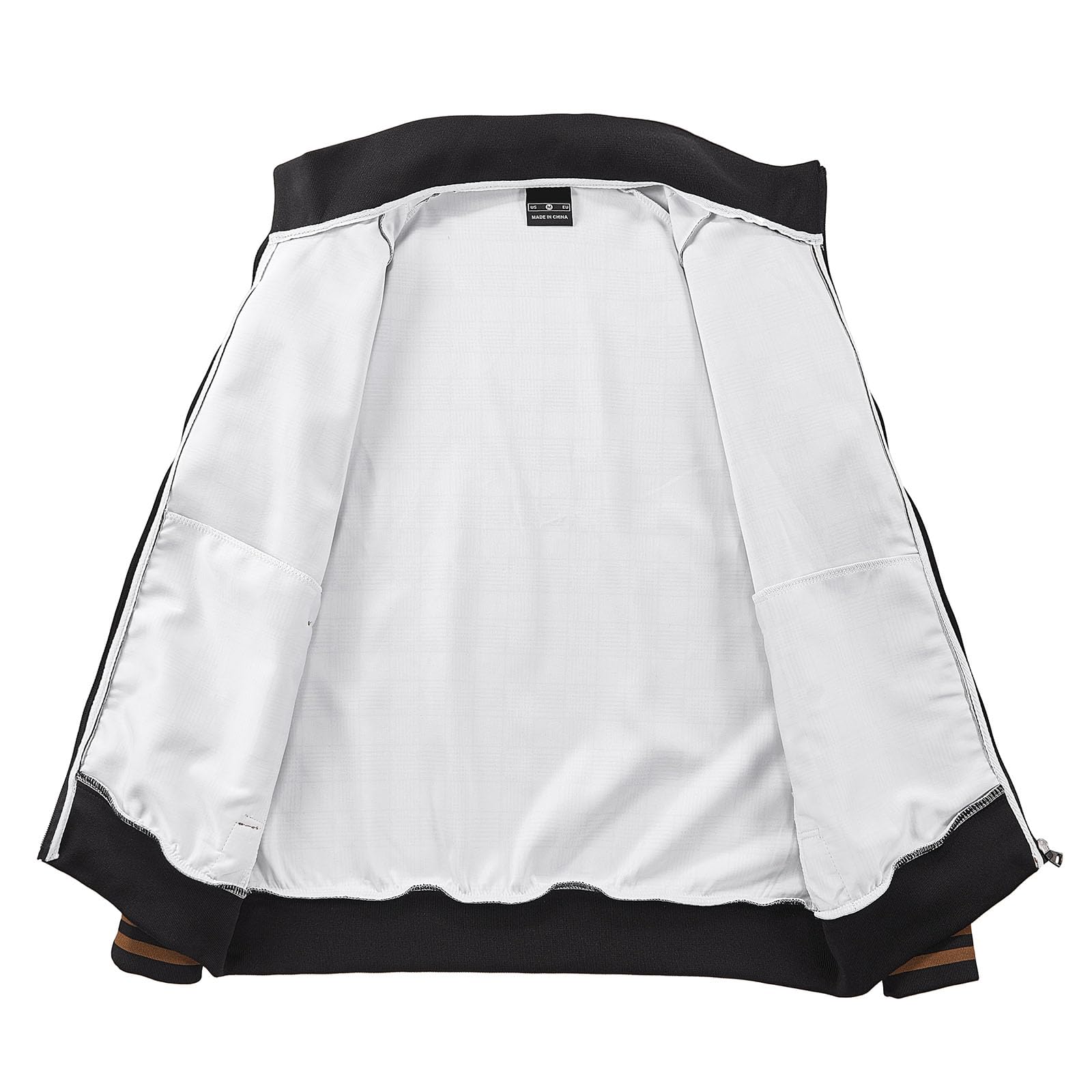 Men Tracksuits Full-zip Long Sleeve Plaid Track Jackets and Pants 2 Piece