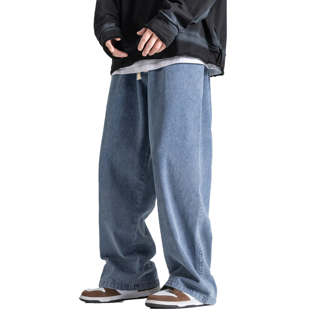 DOSLAVIDA Men's Hip Hop Jean Joggers Loose Fit Streetwear Biker Baggy Jeans Pants Stylish Printed Cargo Denim Pants