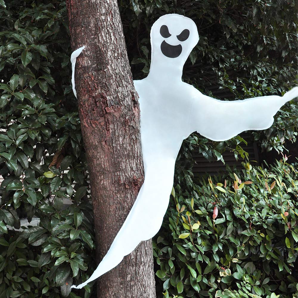 JOYIN 53” Halloween Bendable Tree Wrap Ghost Decoration for Halloween Outdoor, Lawn, Tree, Pillar Decorations, Ghost Party Supplies