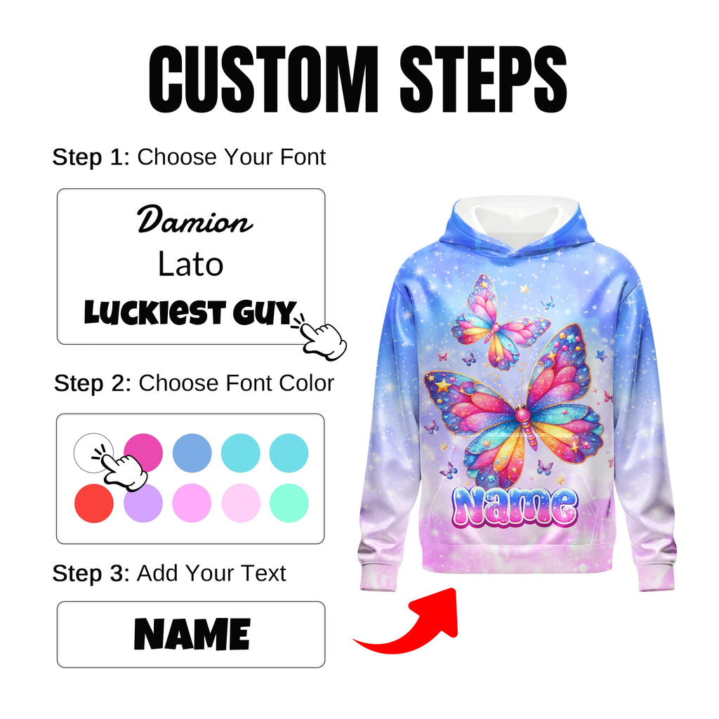 Girls Hoodies - Personalized Pullover with Pocket for Kids Teens - Graphic Hooded Sweatshirts Gifts for Youth