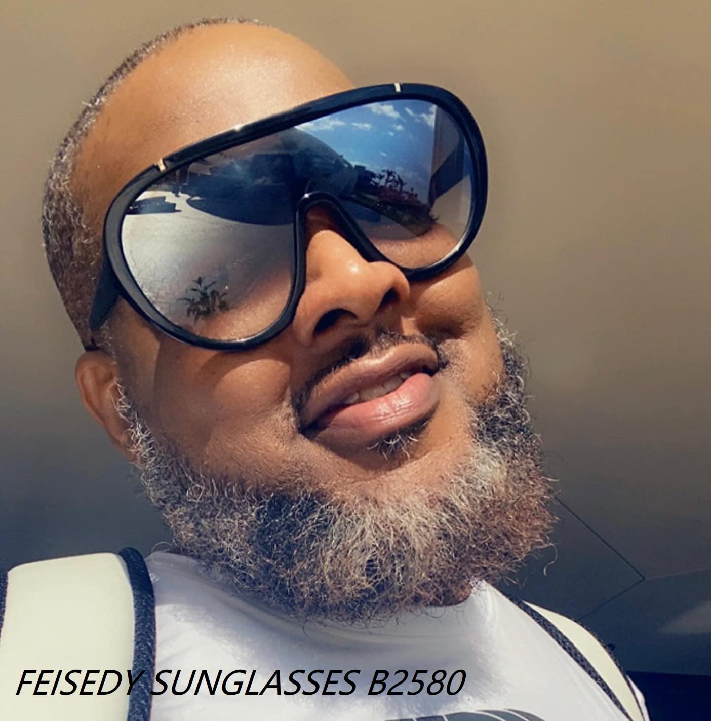 FEISEDY Sunglasses Women Oversized One Piece Frame UV400 Sun Glasses Trendy Retro Shades B2580